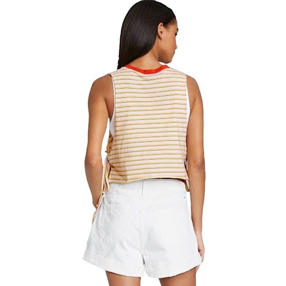 Wild Fable size Xxl red yellow blue striped Side-Tie Cropped Muscle Tank Top NWT - Picture 2 of 10